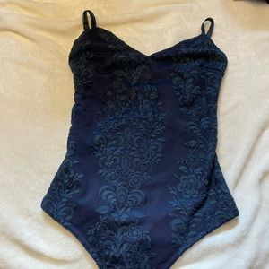 Blue/green lace bodysuit